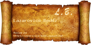Lazarovics Bedő névjegykártya
